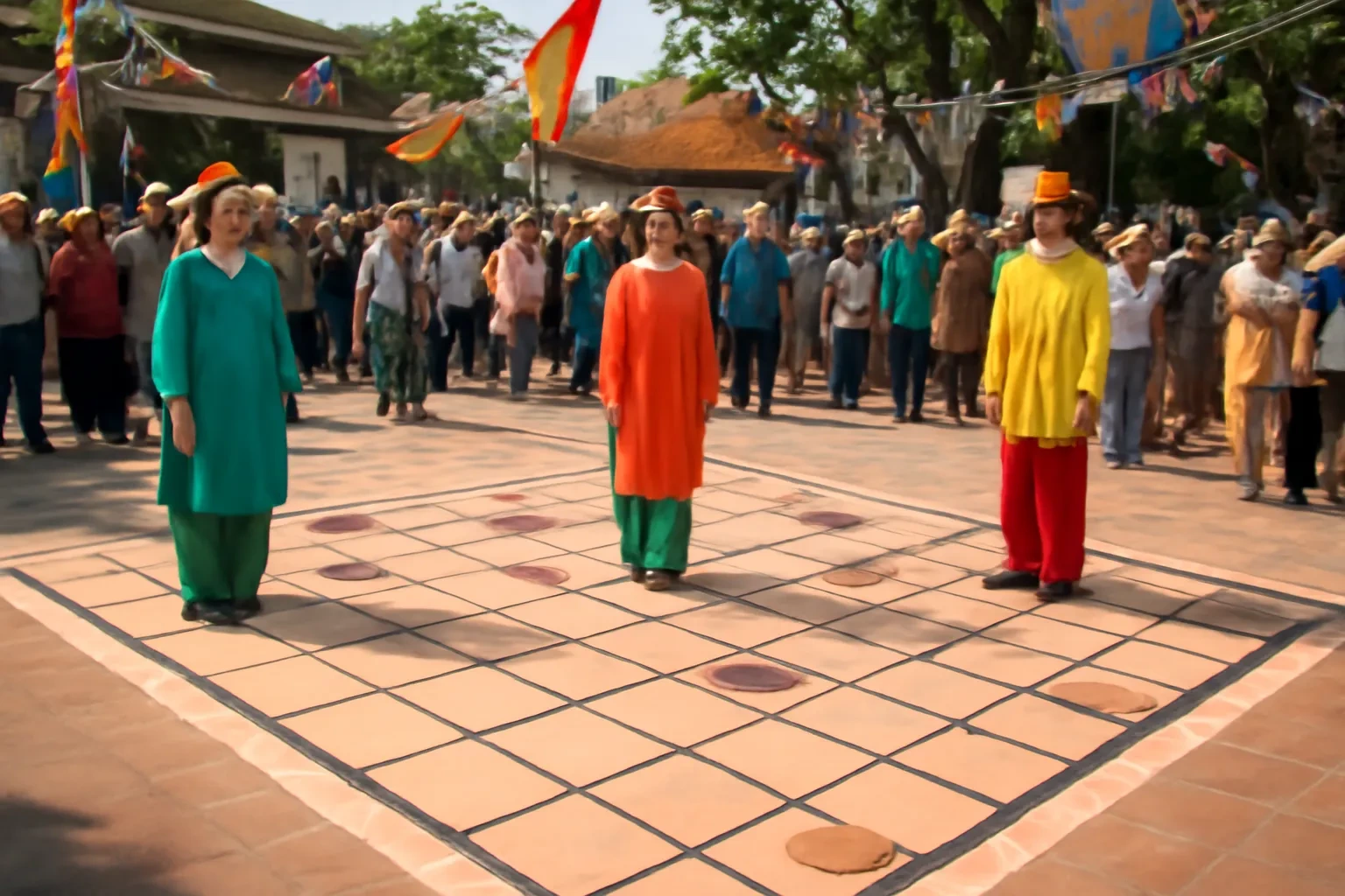 Cờ người ngày hội: khi con người thành quân cờ trên sân đình, và vì sao đây là cách tuyệt vời để trẻ con hiểu luật cờ